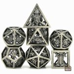 Accessoire de jeu : dés en métal épée et bouclier