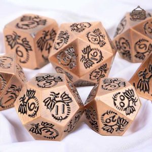 Dés en métal avec motif de dragon amical