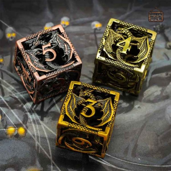 Dés métalliques, collection dragon