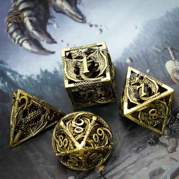 Dés en métal - La nuée des dragons design