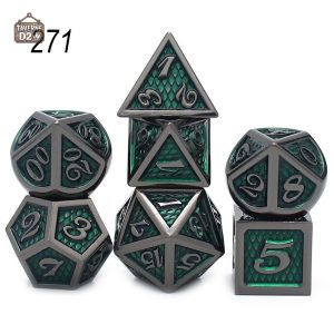 Dés en métal avec finition peau de dragon