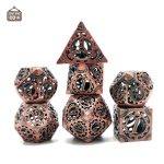 Set de dés steampunk en métal pour jeux de société