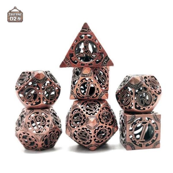 Set de dés steampunk en métal pour jeux de société