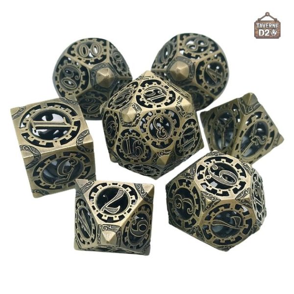 Dés en métal stylisés steampunk pour collectionneurs