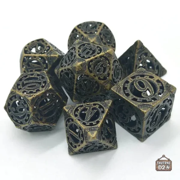 Dés en métal artisanaux inspirés du steampunk