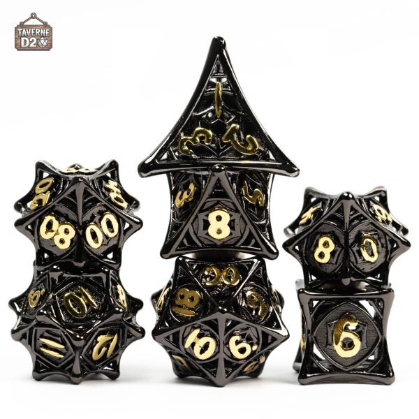 Set de dés en métal avec design toile d'araignée