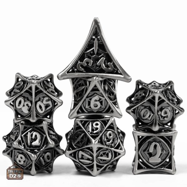 Dés en métal pour jeux de rôle, motif araignée