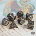Dés en métal, thème fantastique dragon