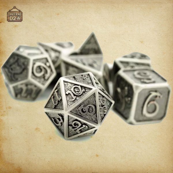 Dés en métal pour aventuriers - dragons