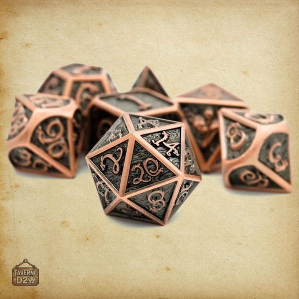 Set de dés en métal - aventure draconique