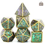 Design de dés en métal avec dragons