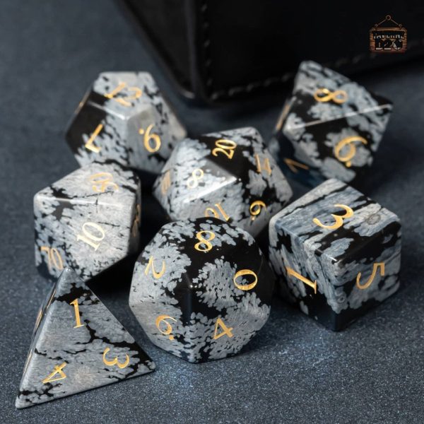 des-obsidienne-flocon-neige-1 Dés en Obsidienne Flocon de Neige