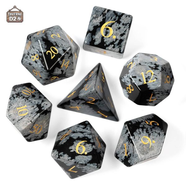 Dés Obsidienne Flocon de Neige, parfaits pour les jeux