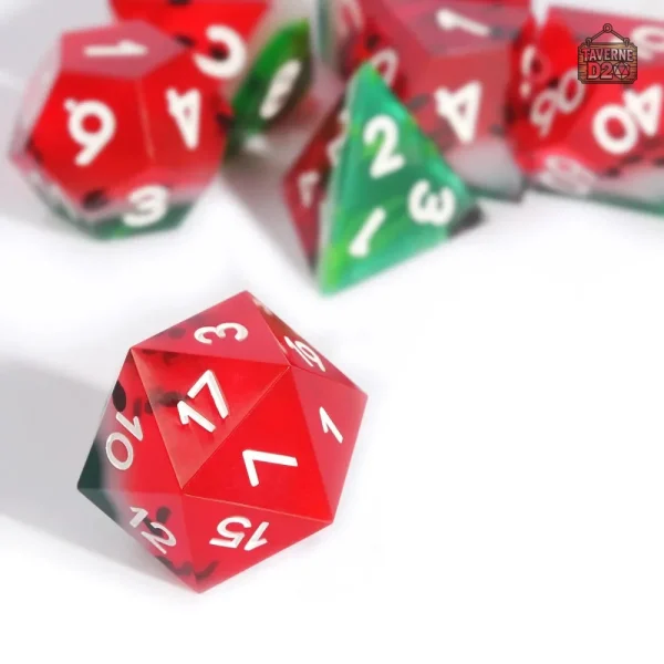 Dés à thème Pastèque, ajoutent une touche fruitée aux jeux