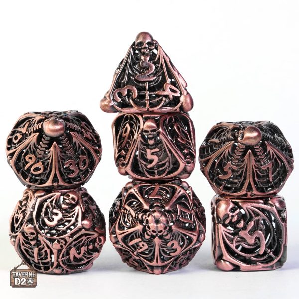 Dés métalliques Squelette, collection originale