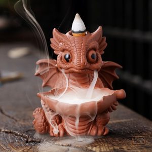 Accessoire de décoration : encensoir dragon en céramique