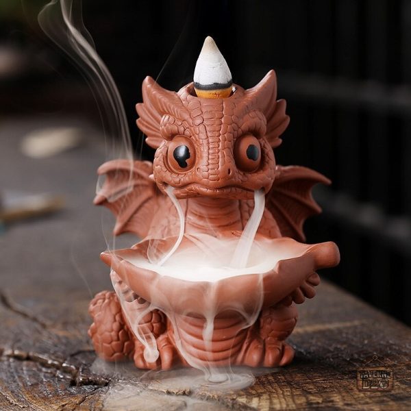 Accessoire de décoration : encensoir dragon en céramique
