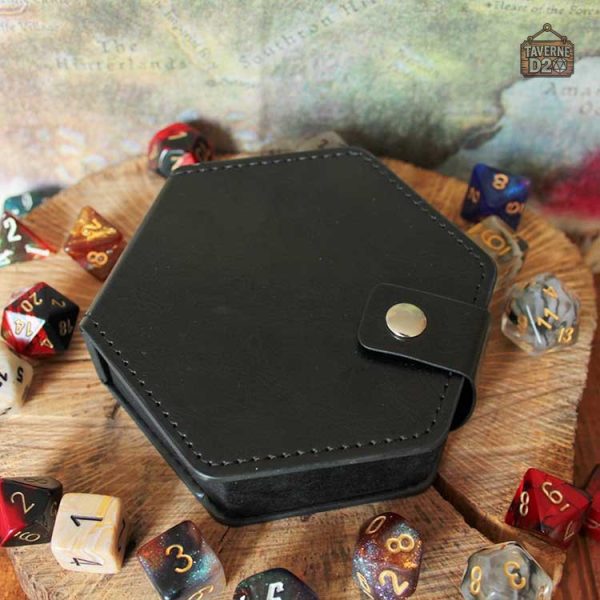 Boîte à dés en cuir, idéale pour les aventuriers