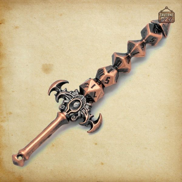 Pendentif inspiré de jeux de dés, épée en métal