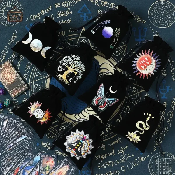 Pochette en velours pour dés de tarot