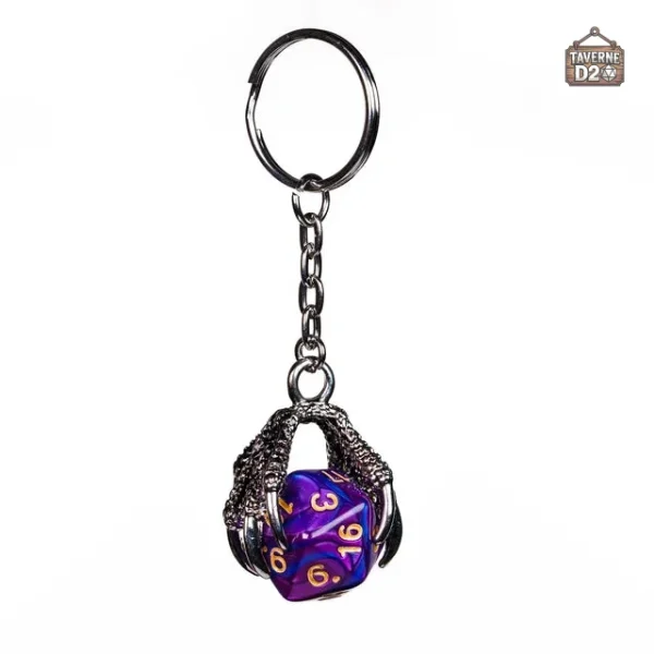 porte-cle-d20-griffes-dragon-1 Porte-clé D20 griffes de dragon en métal