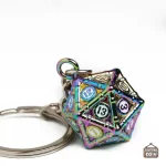 Porte-clés D20 en métal design élégant pour les fans de jeux
