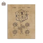 Affiche décorative D20 pour joueurs de jeux de rôle