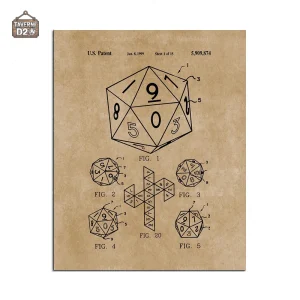 Affiche décorative D20 pour joueurs de jeux de rôle