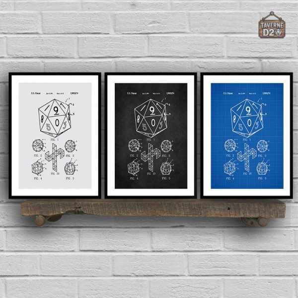 Poster D20 esthétique pour salle de jeux