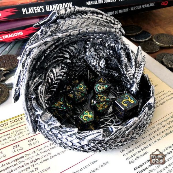 Présentoir à dés Le trésor du dragon en bois décoratif