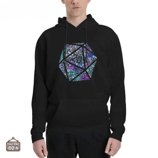 Pull JDR avec motif mosaïque inspiré des dés D20