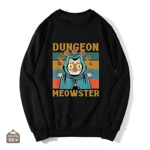 Pull JDR sans capuche MJ Chat, style décontracté pour gamers
