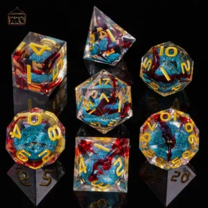 Dés en résine avec effet scintillant pour RPG