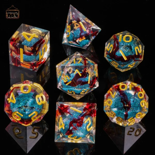 Dés en résine avec effet scintillant pour RPG