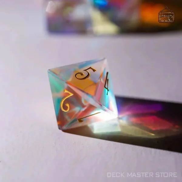 Accessoire de jeu : dés en verre dichroïque