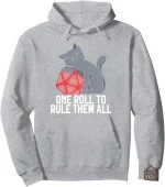 Sweat JDR avec design de chat et dé à 20 faces