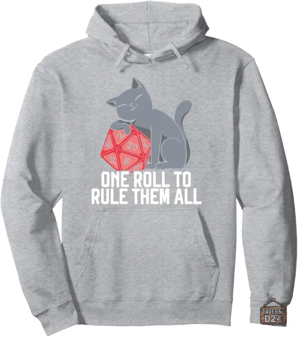 Sweat JDR avec design de chat et dé à 20 faces
