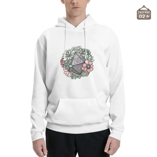 Vêtements JDR : sweat à motif D20 en fleurs