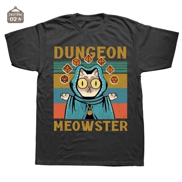 Tee Shirt JDR avec design de chat pour passionnés de jeux de rôle