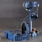 Élégante tour à dés en bois sculpté