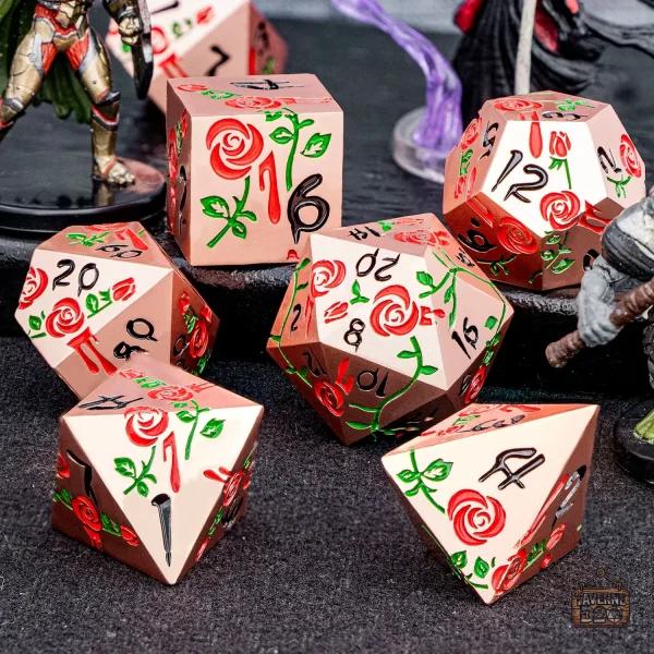 D20 unique avec motif rose