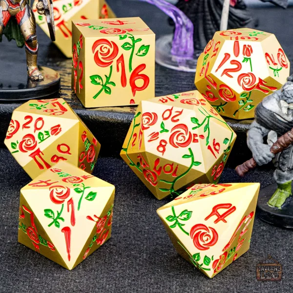 D20 avec motif rose accrocheur