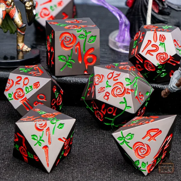 Dé de jeu rose, allure métallique