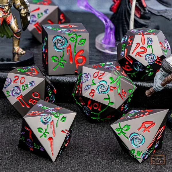 D20 en métal avec inspiration vampirique