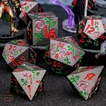 D20 avec motif rose et éclat métallique