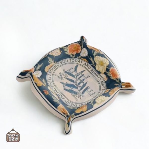 Piste de dés avec motif fleuri, idéale pour soirées ludiques
